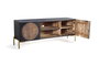 GINER Y COLOMER Mueble TV de madera de mango y metal Nogal oscuro